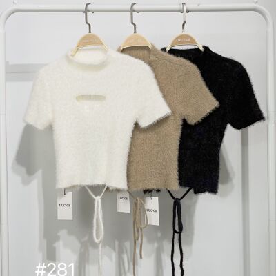 Short-sleeved knit sweater - 281