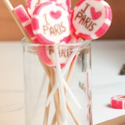 Vegan lollipops "I love Paris" - mini - box of 100 units