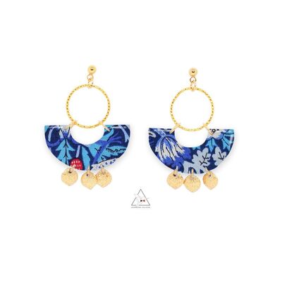 Pendientes colgantes JASMINE de oro fino de 24 quilates - Fresa cian