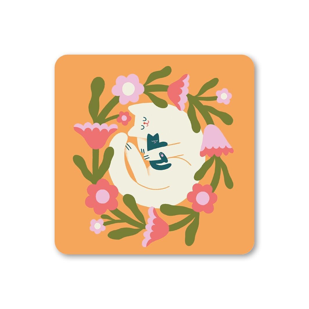 Confezione da 6 sottobicchieri di benvenuto con gatto e gattino