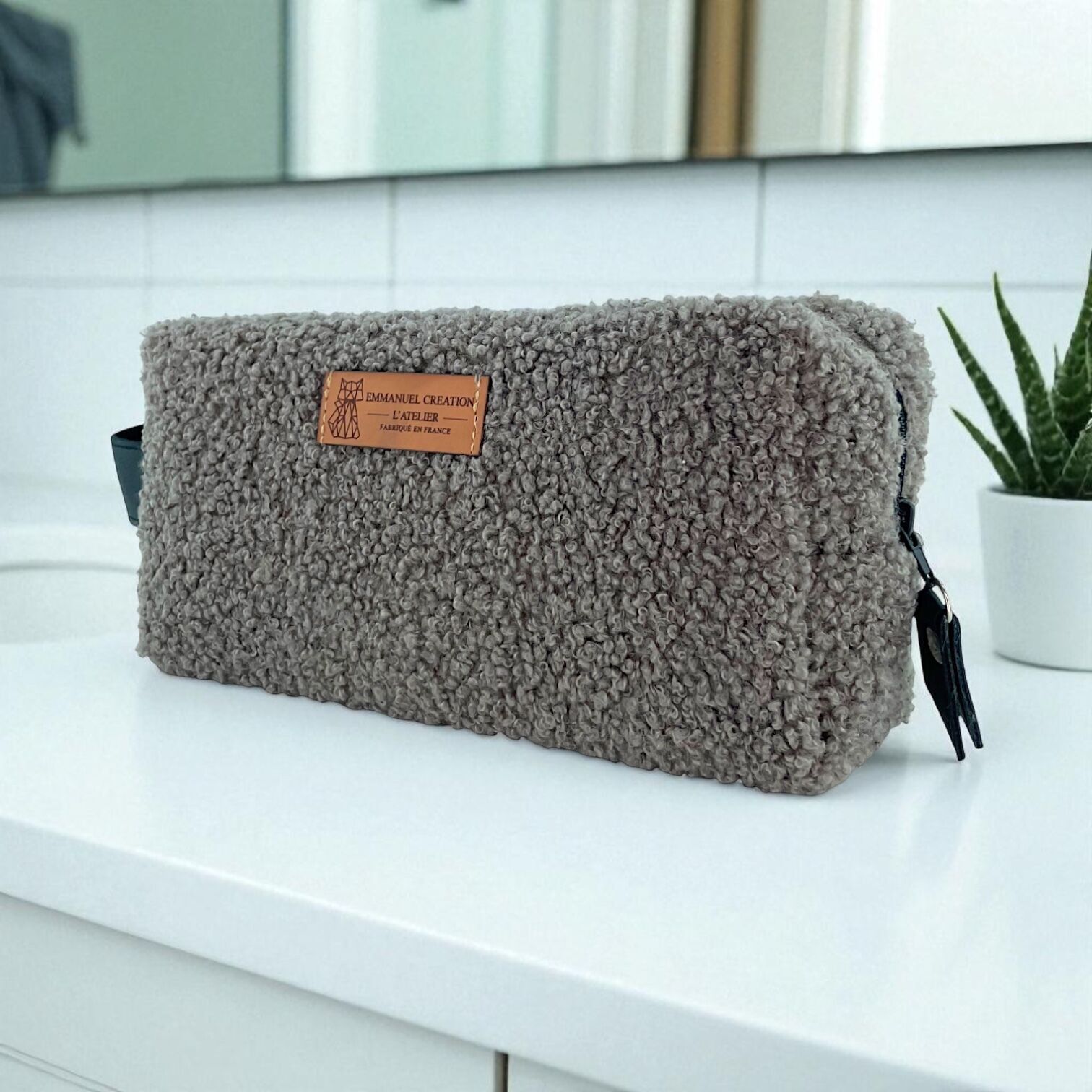 Astuccio nomade S, "Bouclette" tortora