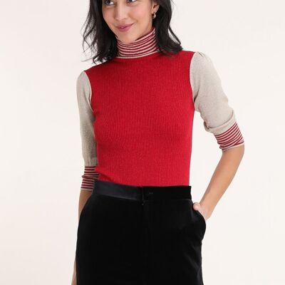 Two-tone lurex turtleneck sweater - 4625