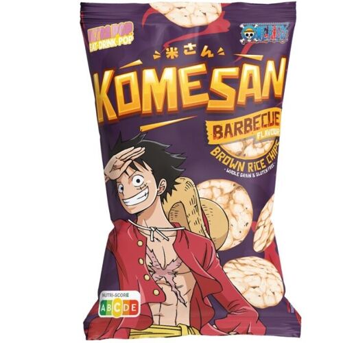 Chips soufflées au riz brun KOMESAN - One Piece, saveur barbecue, 60G