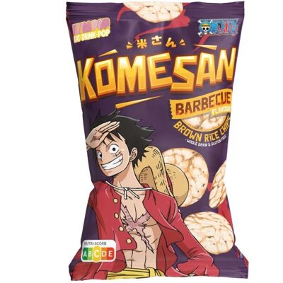 Chips inflados de arroz integral KOMESAN - One Piece, sabor barbacoa, 60G