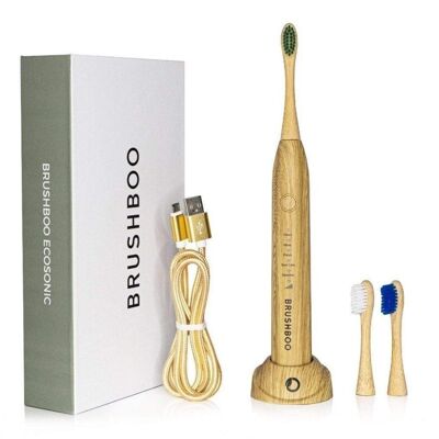 Brushboo Ecosonic - Cepillo de dientes eléctrico de bambú