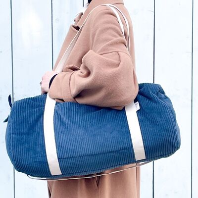 Wochenendtasche Wickeltasche aus walblauem Samt