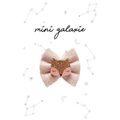 Little Fox mini bow barrette - sparkling lurex pink