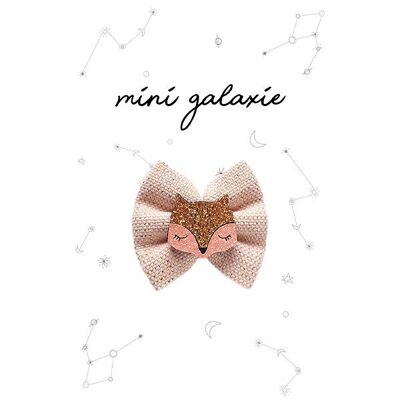 Pasador con lazo pequeño Little Fox - rosa lurex brillante