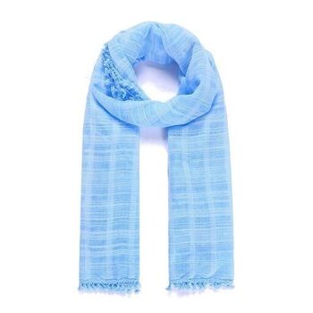 Foulard bleu ciel à carreaux 1