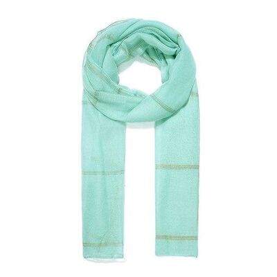 sea ​​green scarf with embroidered checks