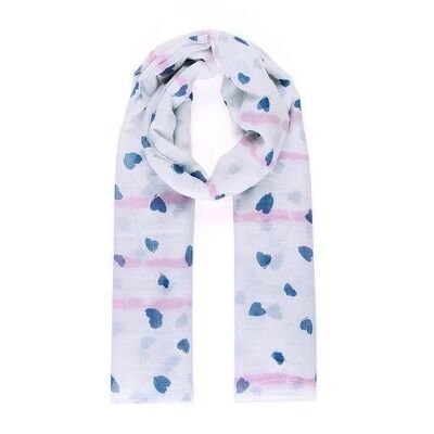 Blue heart and pink stripe scarf