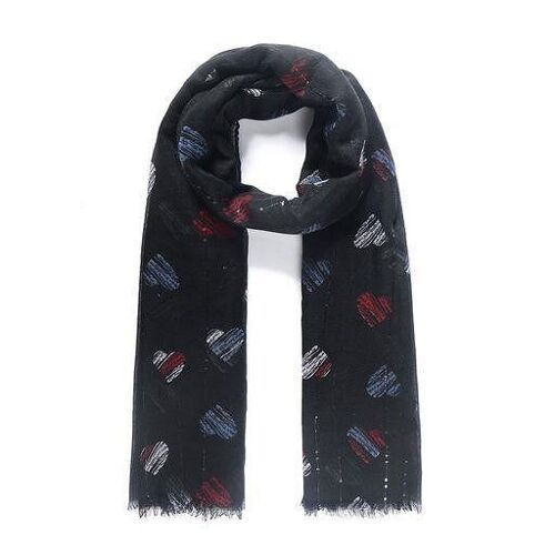 Foulard noir coeur bleu et rouge