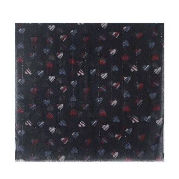 Foulard noir coeur bleu et rouge 3