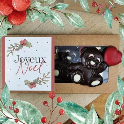 Oursons au chocolat noir x3 "Joyeux Noël"