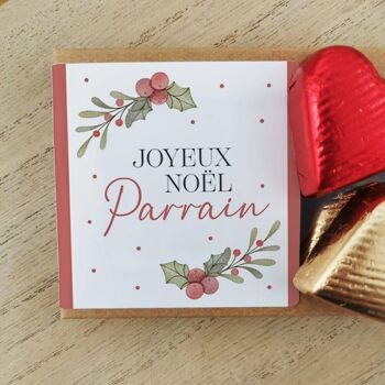 Cœurs au chocolat au lait et chocolat noir praliné x8 "Joyeux Noël Parrain" 4