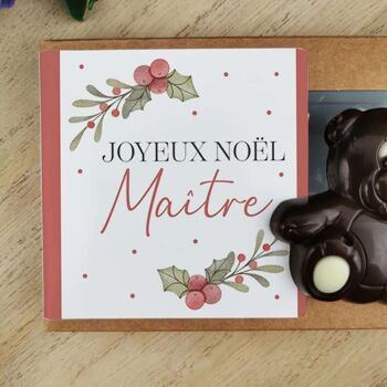 Oursons au chocolat noir x3 "Joyeux Noël Maître" 4