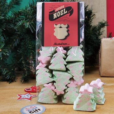 Bag of Christmas tree marshmallows x 10 - “Merry Christmas” retro