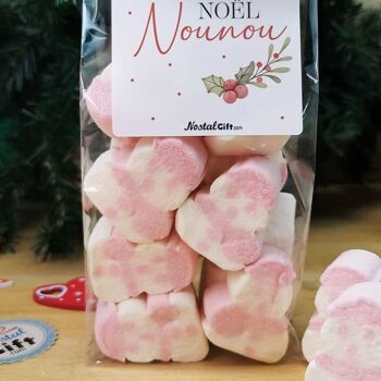 Sachet de guimauve Bonhomme de neige x 10 - "Joyeux Noël Nounou" 3