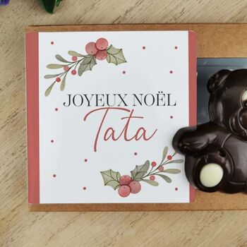 Oursons au chocolat noir x3 "Joyeux Noël Tata" 4