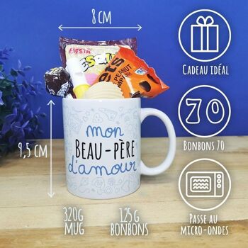 Mug bonbon années 70 "Mon beau-père d'amour" de la collection "D'amour" - Cadeau d'un anniversaire  :  beau père 3