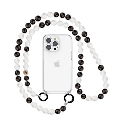 Cadena de teléfonos móviles para adolescentes en blanco y negro