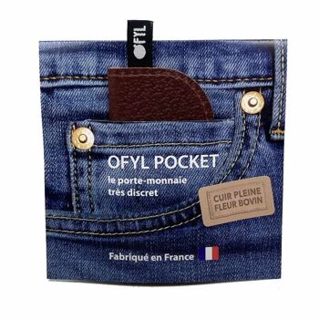 Porte-monnaie minimaliste Ofyl Pocket en cuir Bordeaux / fabriqué en France 1