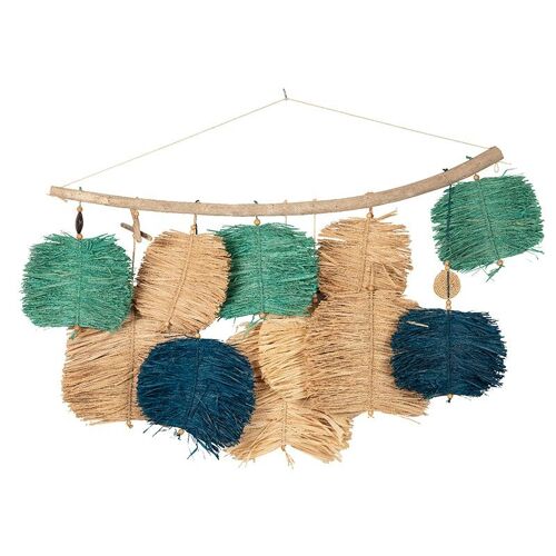 Applique murale en raphia naturel/vert/bleu-101007