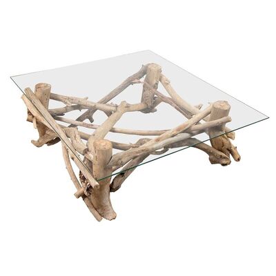 Driftwood and glass coffee table-302015