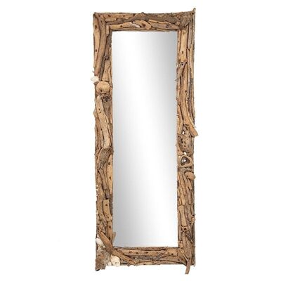 Specchio con cornice in legno alla deriva-501008
