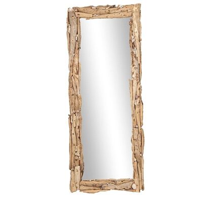 Specchio con cornice in legno alla deriva-501025