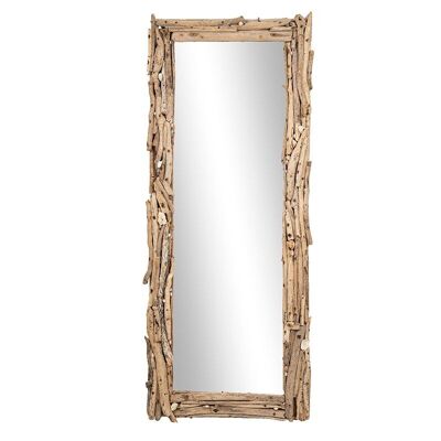 Specchio con cornice in legno alla deriva-501028