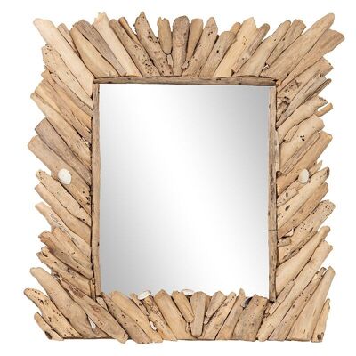 Specchio con cornice in legno alla deriva-504004
