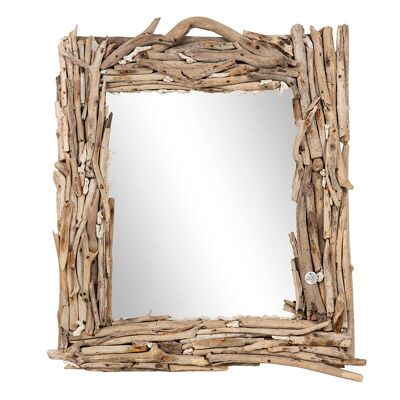 Specchio con cornice in legno alla deriva-504008