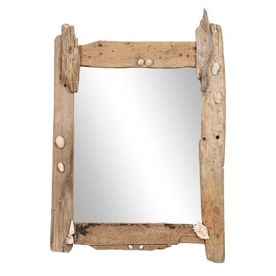 Specchio con cornice in legno alla deriva-504010