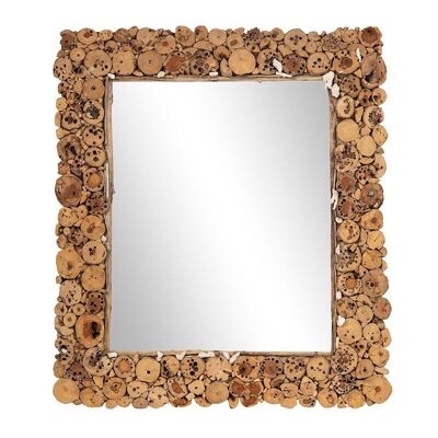 Specchio con cornice in legno alla deriva-504015