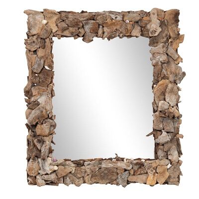 Specchio con cornice in legno alla deriva-504018