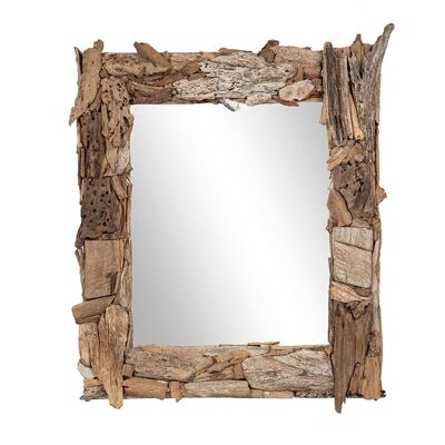 Specchio con cornice in legno alla deriva-504022