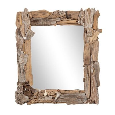 Specchio con cornice in legno alla deriva-504025