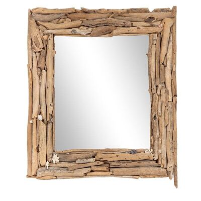 Specchio con cornice in legno alla deriva-504028