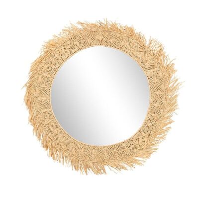 Round raffia frame mirror-507008