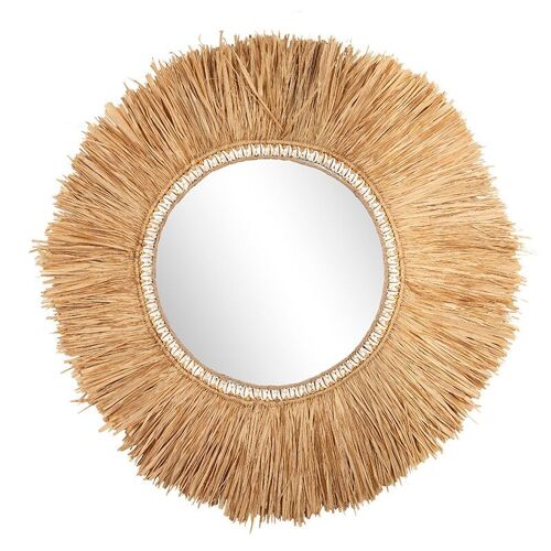 Miroir rond cadre raphia-507009