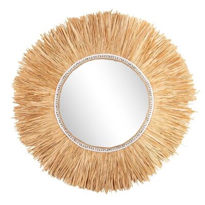 Miroir rond cadre raphia-507010