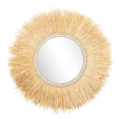 Round raffia frame mirror-507011