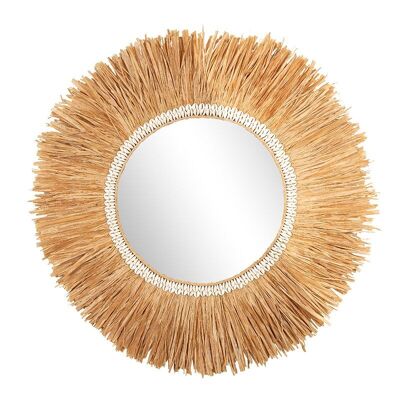 Round raffia frame mirror-507015