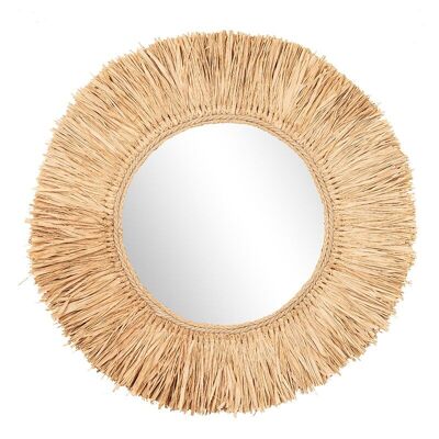 Round raffia frame mirror-507018