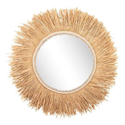 Round raffia frame mirror-507019