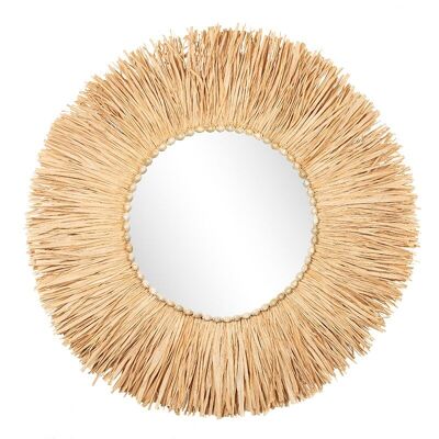 Miroir rond cadre raphia-507020