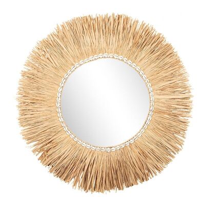 Round raffia frame mirror-507021