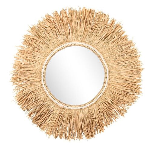 Miroir rond cadre raphia-507023