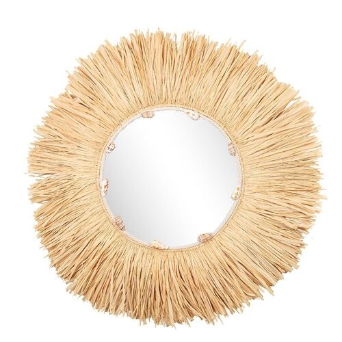 Miroir rond cadre raphia-507025